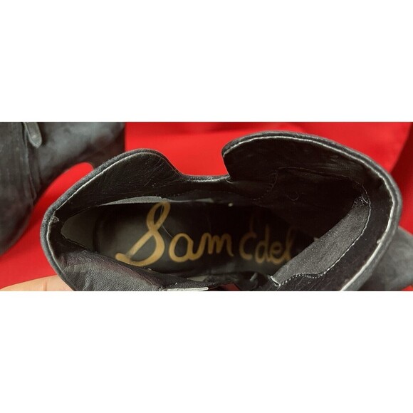 Sam Edelman Women’s Black Leather Zip Ankle Booties Suede Heel Boots size 8.5 - Picture 5 of 6
